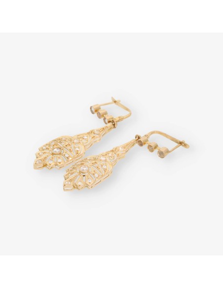 Pendientes vintage en oro 18kt con diamantes