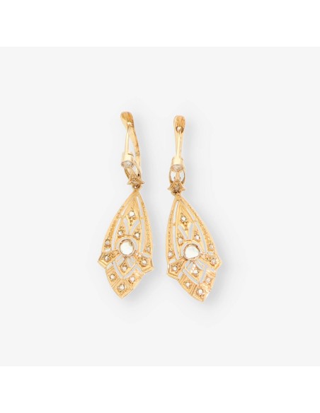 Pendientes vintage en oro 18kt y diamantes