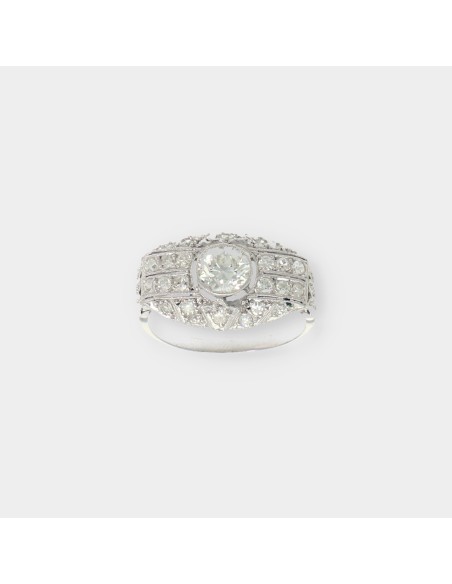 Anillo vintage en oro blanco 18kt con brillantes