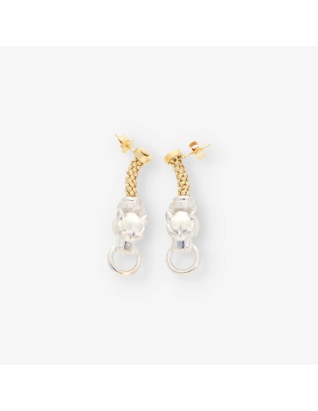 Pendientes pantera en oro bicolor 18kt