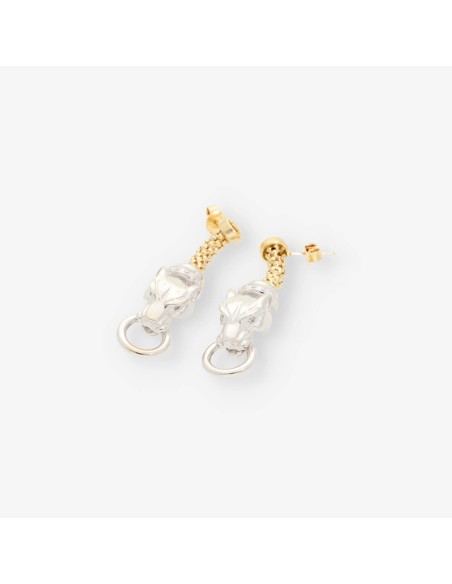 Pendientes pantera en oro bicolor 18kt