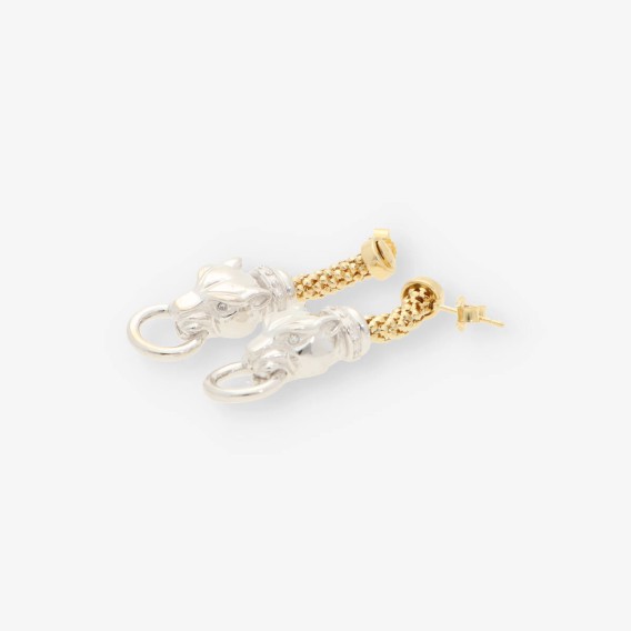 Pendientes pantera en oro bicolor 18kt