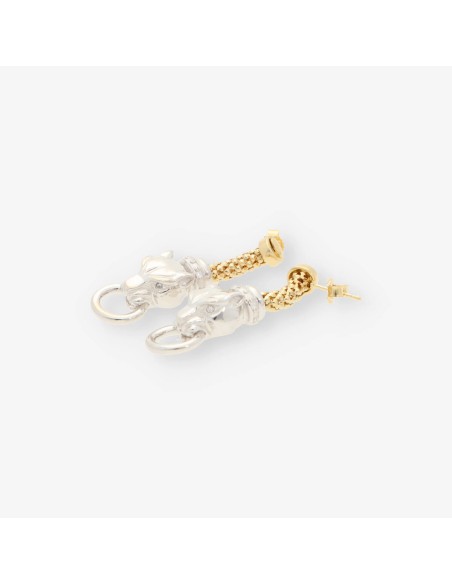 Pendientes pantera en oro bicolor 18kt