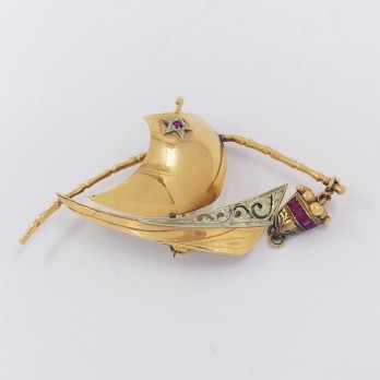 Broche en oro y piedras de color 2