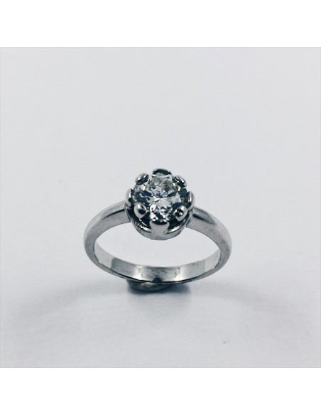 Solitario de oro blanco y brillante