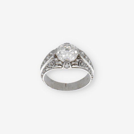 Anillo vintage en oro blanco 18kt con brillantes