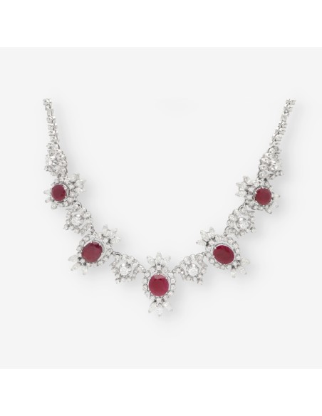 Gargantilla en oro blanco 18kt con rubÃ­ y brillantes