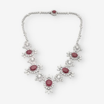 Gargantilla en oro blanco 18kt con rubÃ­ y brillantes 2