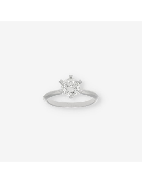 Anillo en oro blanco 18kt. con brillante central y certificado