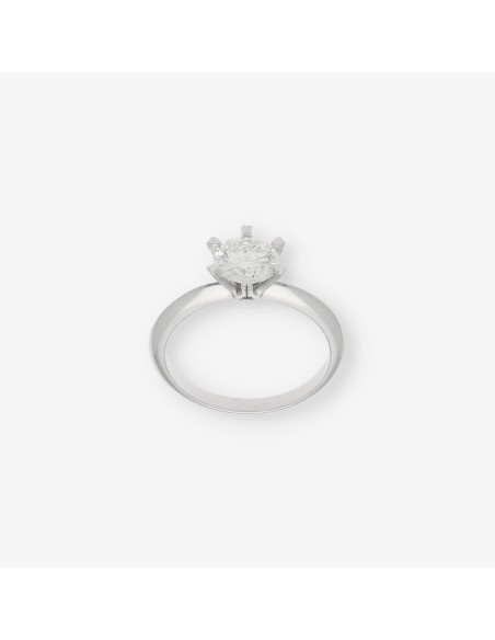 Anillo en oro blanco 18kt. con brillante central y certificado