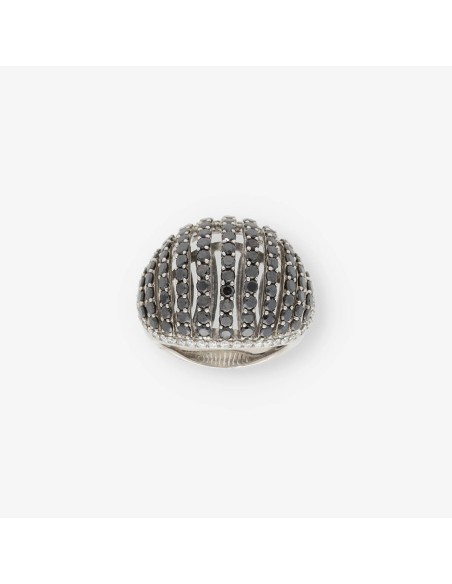 Anillo en oro blanco 18kt con brillantes negros
