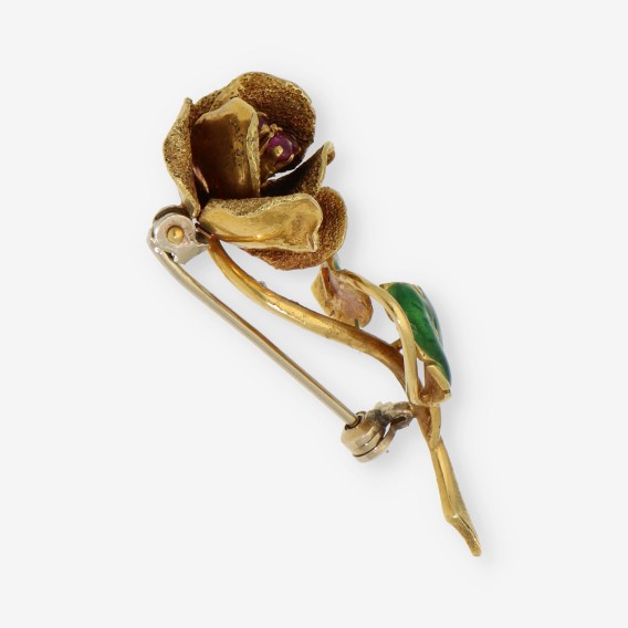 Broche Rosa en oro 18kt