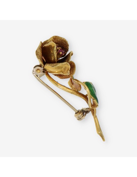 Broche Rosa en oro 18kt