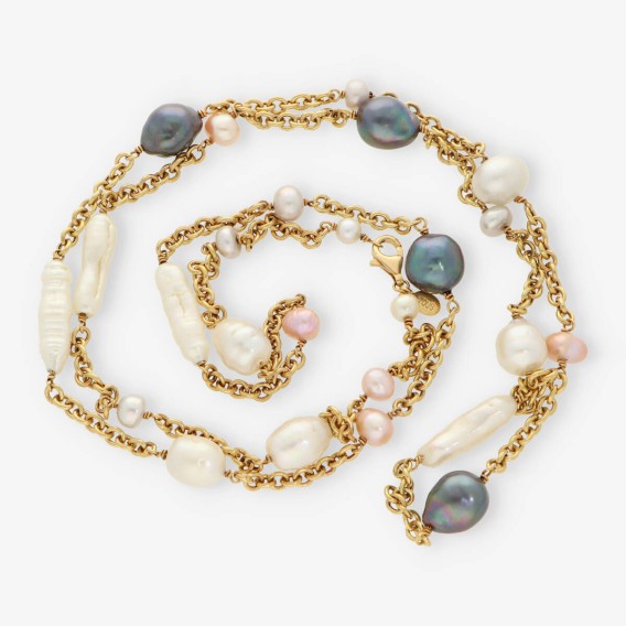 Cadena Tous 100cn 18kt con perlas