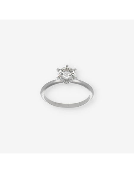 Anillo solitario en oro blanco 18kt y brillante.