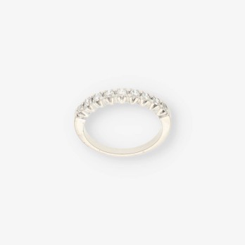 1/2 Alianza oro blanco y circonita 2