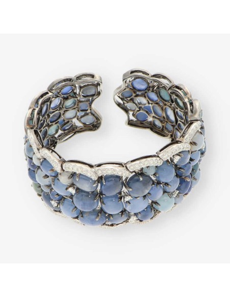 Pulsera escalva en oro blanco 18kt y brillantes