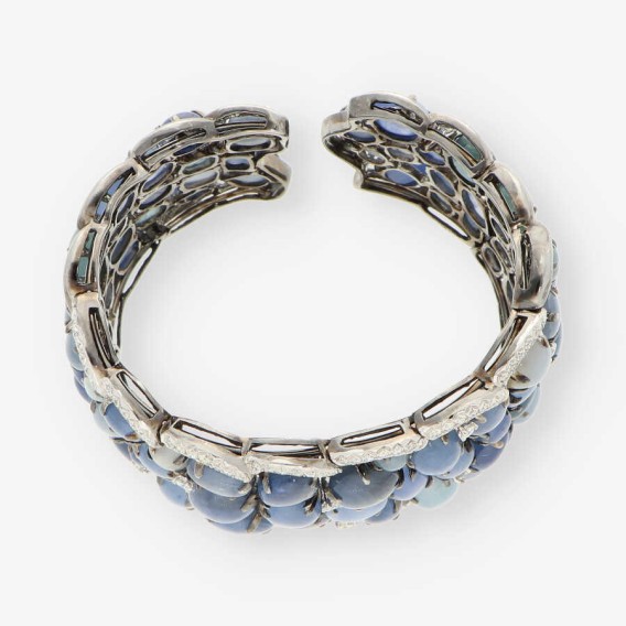 Pulsera escalva en oro blanco 18kt y brillantes