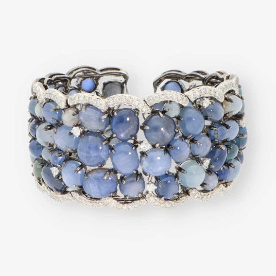 Pulsera escalva en oro blanco 18kt y brillantes