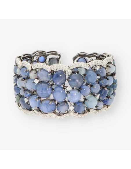 Pulsera escalva en oro blanco 18kt y brillantes