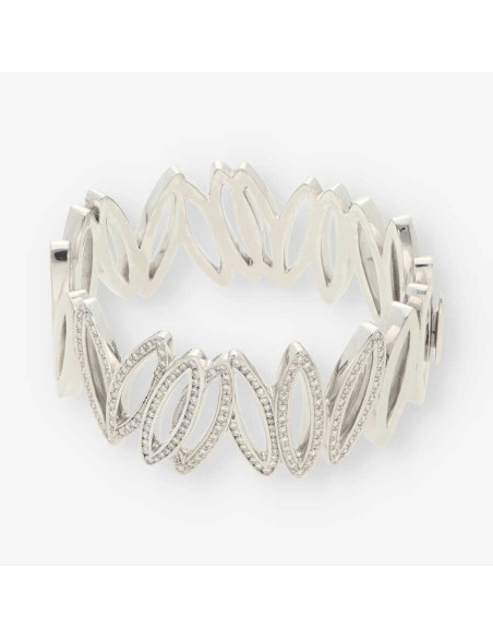 Pulsera rÃ­gida en oro blanco 18kt con brillantes