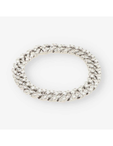 Pulsera barbada en oro blanco 18kt con brillantes