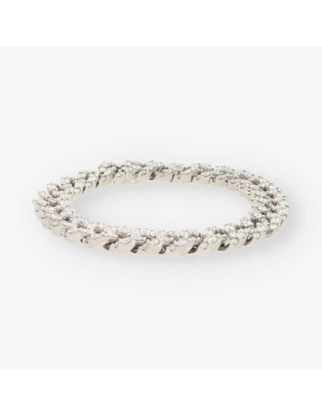 Pulsera barbada en oro blanco 18kt con brillantes