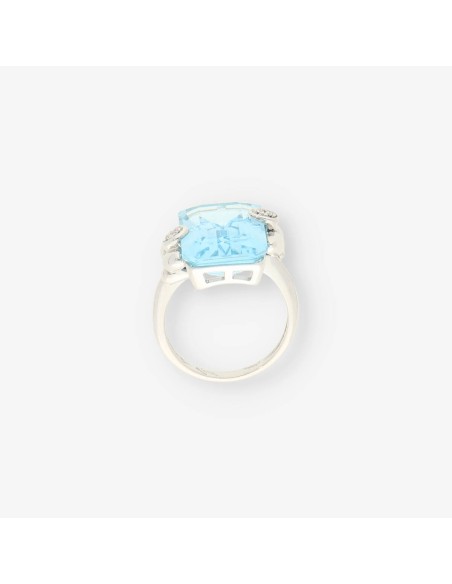 Anillo oro blanco y topacio azul
