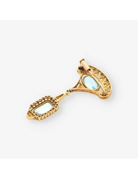 Broche oro aguamarina y diamantes