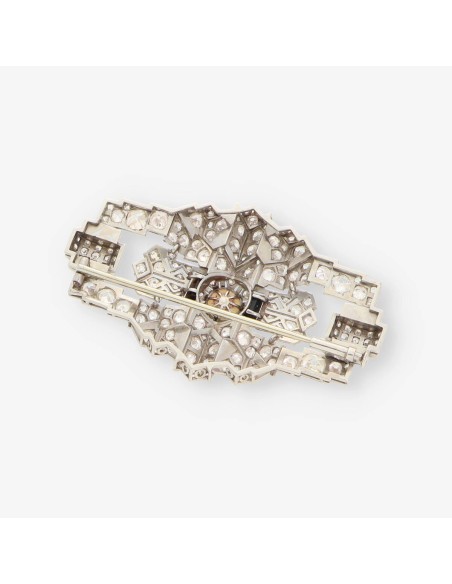 Broche vitage en oro blanco 18kt con brillantes