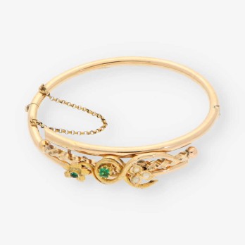 Pulsera vintage en oro 18kt con esmeraldas