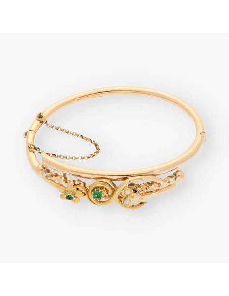 Pulsera vintage en oro 18kt con esmeraldas