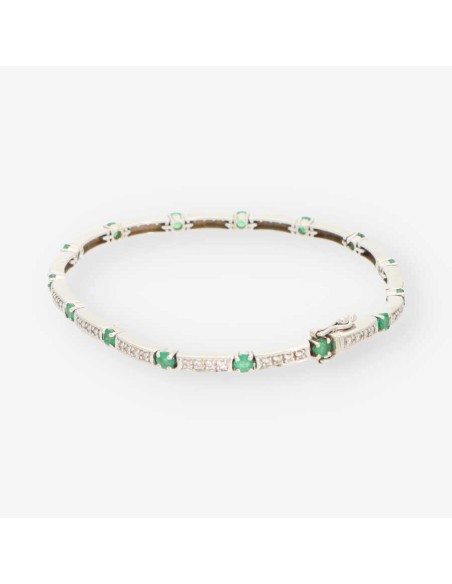 Pulsera oro blanco esmeralda y bri
