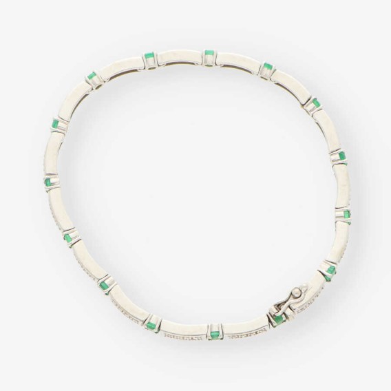 Pulsera oro blanco esmeralda y bri
