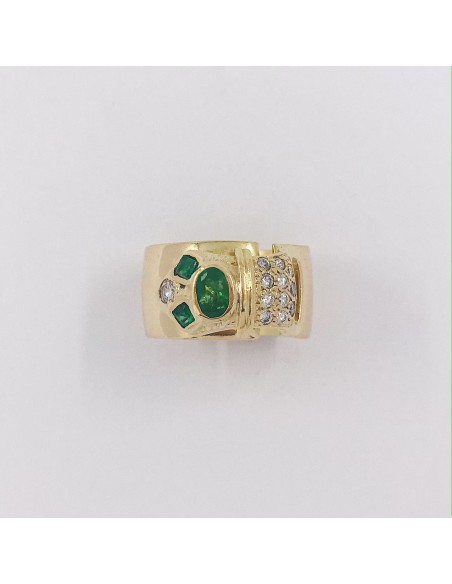 Anillo en oro 18kt con esmeralda y brillantes