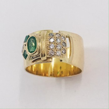 Anillo en oro 18kt con esmeralda y brillantes 2