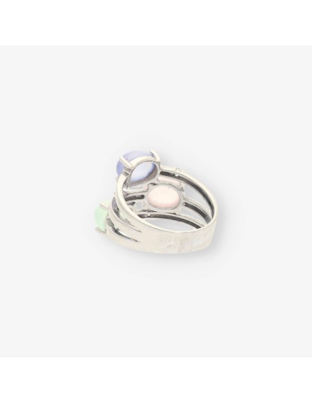 Anillo oro blanco, p. colores y bri