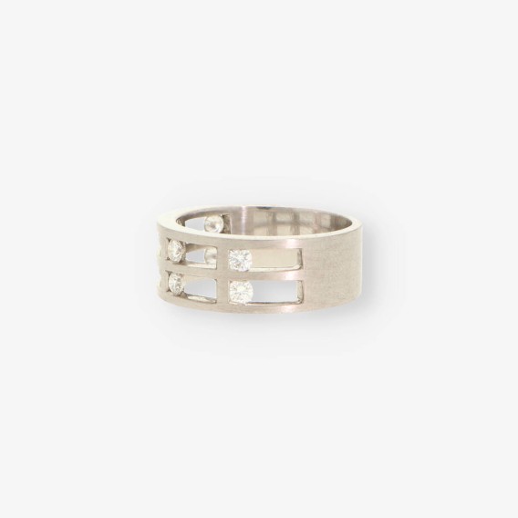 Anillo oro blanco y bri