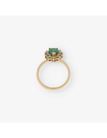 Anillo de oro 18kt con brillantes y esmeralda