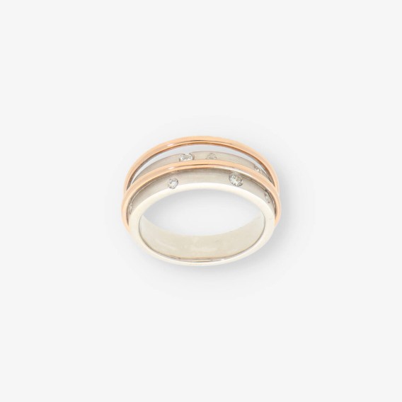 Anillo bicolor oro y bri