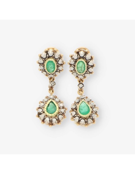 Pendientes vintage oro, esme. y diam.