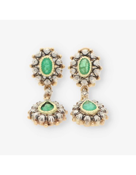 Pendientes vintage oro, esme. y diam.