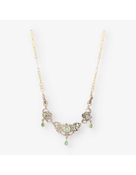 Gargantilla vintage oro, esmer. y diam.