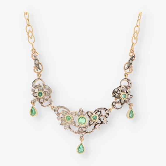 Gargantilla vintage oro, esmer. y diam.