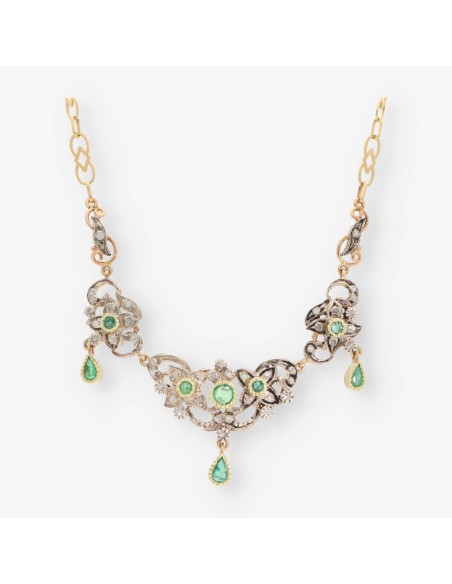 Gargantilla vintage oro, esmer. y diam.