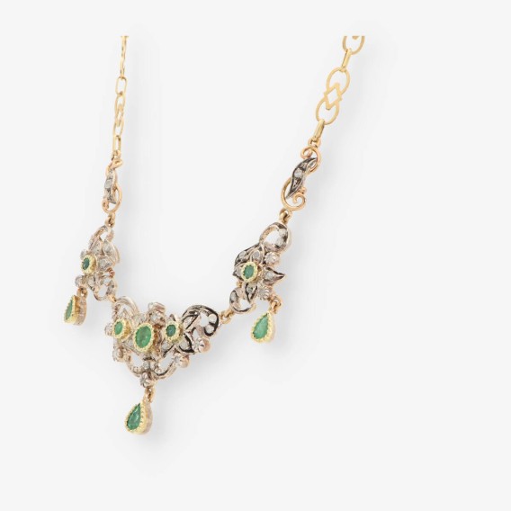 Gargantilla vintage oro, esmer. y diam.