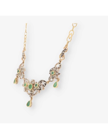Gargantilla vintage oro, esmer. y diam.