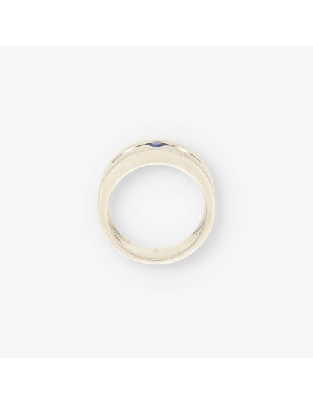 Anillo oro blanco, zafiro y bri