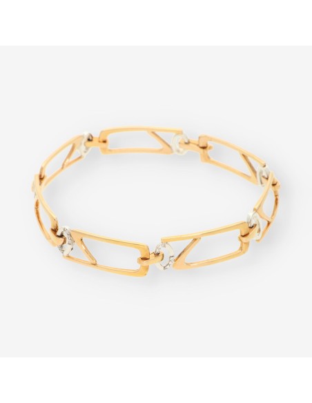 Pulsera oro bicolor y bri