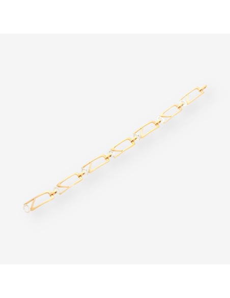 Pulsera oro bicolor y bri